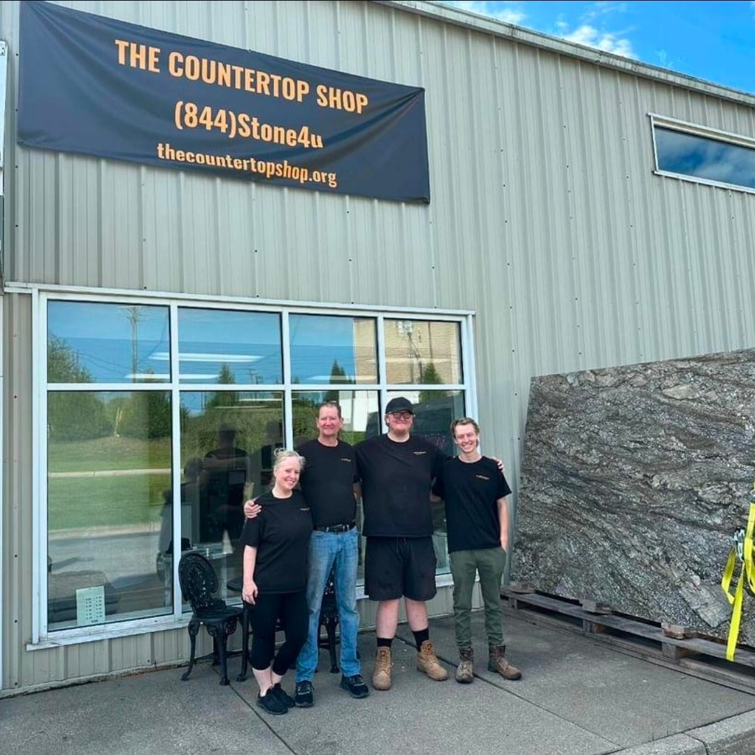 The Countertop Shop family team standing in front of their Franklin, NJ showroom