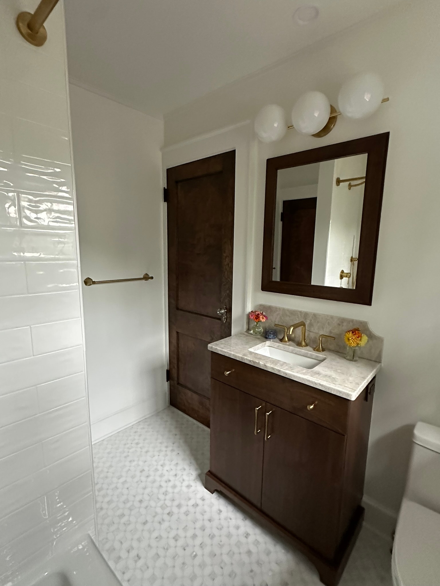 Bathroom vanity with marble countertop